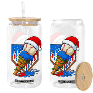 Christmas Baseball Ice Cream Drip Glass Can Santa Sports Player Xmas Light Boys Baseball Bat TS10 Print Your Wear
