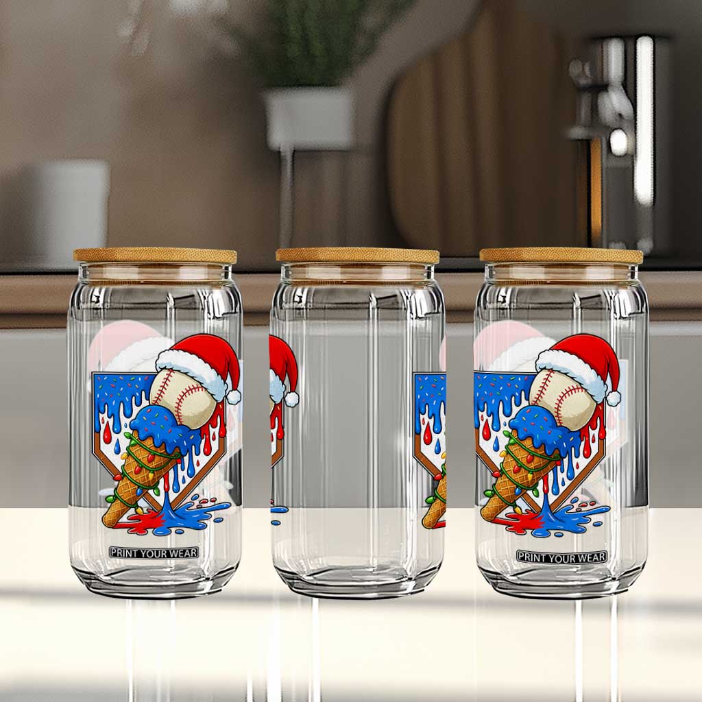 Christmas Baseball Ice Cream Drip Glass Can Santa Sports Player Xmas Light Boys Baseball Bat TS10 Print Your Wear