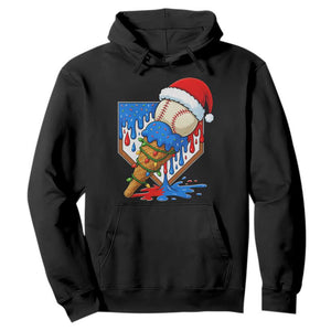 Christmas Baseball Ice Cream Drip Hoodie Santa Sports Player Xmas Light Boys Baseball Bat TS10 Black Print Your Wear