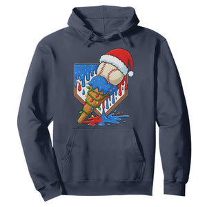 Christmas Baseball Ice Cream Drip Hoodie Santa Sports Player Xmas Light Boys Baseball Bat TS10 Navy Print Your Wear