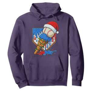 Christmas Baseball Ice Cream Drip Hoodie Santa Sports Player Xmas Light Boys Baseball Bat TS10 Purple Print Your Wear