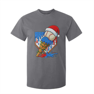 Christmas Baseball Ice Cream Drip T Shirt For Kid Santa Sports Player Xmas Light Boys Baseball Bat TS10 Charcoal Print Your Wear