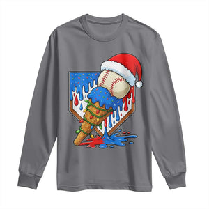 Christmas Baseball Ice Cream Drip Long Sleeve Shirt Santa Sports Player Xmas Light Boys Baseball Bat TS10 Charcoal Print Your Wear