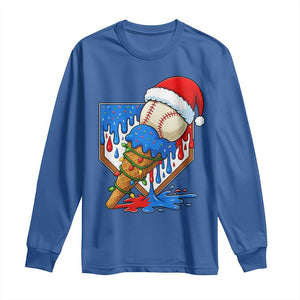 Christmas Baseball Ice Cream Drip Long Sleeve Shirt Santa Sports Player Xmas Light Boys Baseball Bat TS10 Royal Blue Print Your Wear