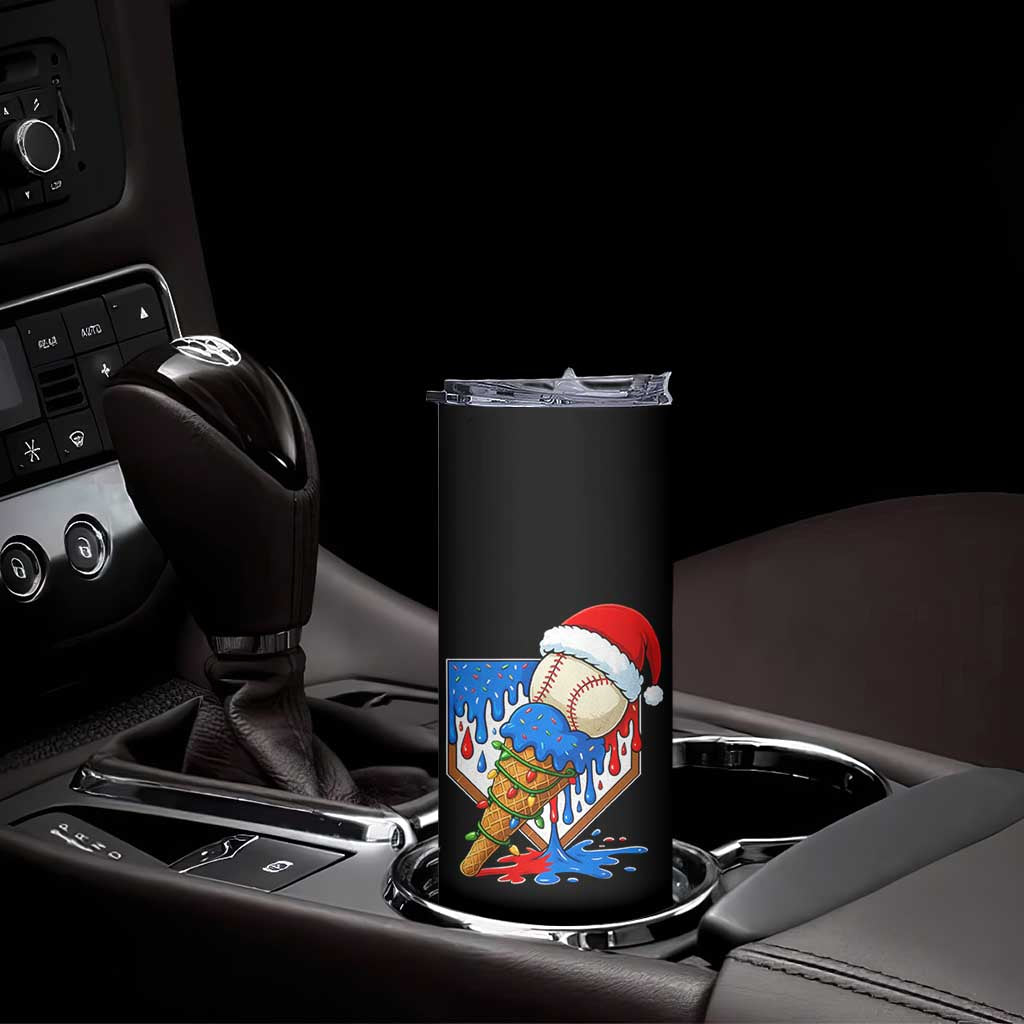 Christmas Baseball Ice Cream Drip Skinny Tumbler Santa Sports Player Xmas Light Boys Baseball Bat TS10 Print Your Wear