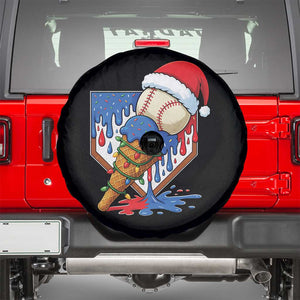 Christmas Baseball Ice Cream Drip Spare Tire Cover Santa Sports Player Xmas Light Boys Baseball Bat TS10 Black Print Your Wear