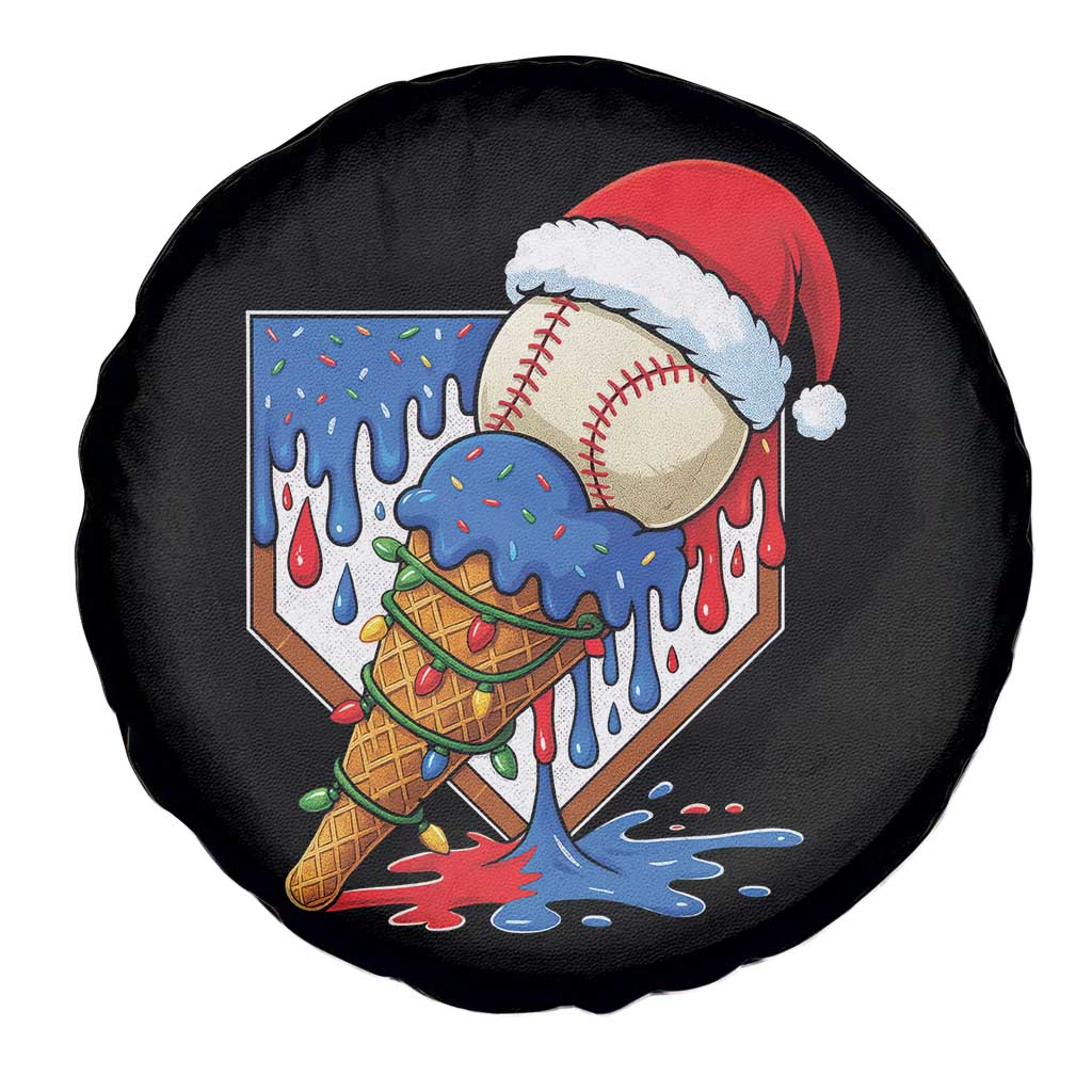 Christmas Baseball Ice Cream Drip Spare Tire Cover Santa Sports Player Xmas Light Boys Baseball Bat TS10 Print Your Wear