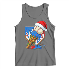 Christmas Baseball Ice Cream Drip Tank Top Santa Sports Player Xmas Light Boys Baseball Bat TS10 Black Heather Print Your Wear