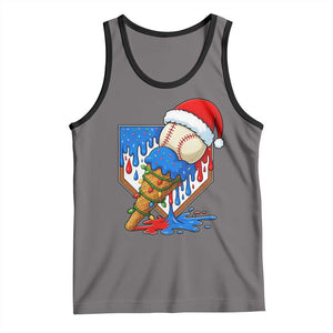 Christmas Baseball Ice Cream Drip Tank Top Santa Sports Player Xmas Light Boys Baseball Bat TS10 Deep Heather Black Print Your Wear