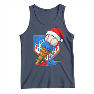 Christmas Baseball Ice Cream Drip Tank Top Santa Sports Player Xmas Light Boys Baseball Bat TS10 Navy Print Your Wear