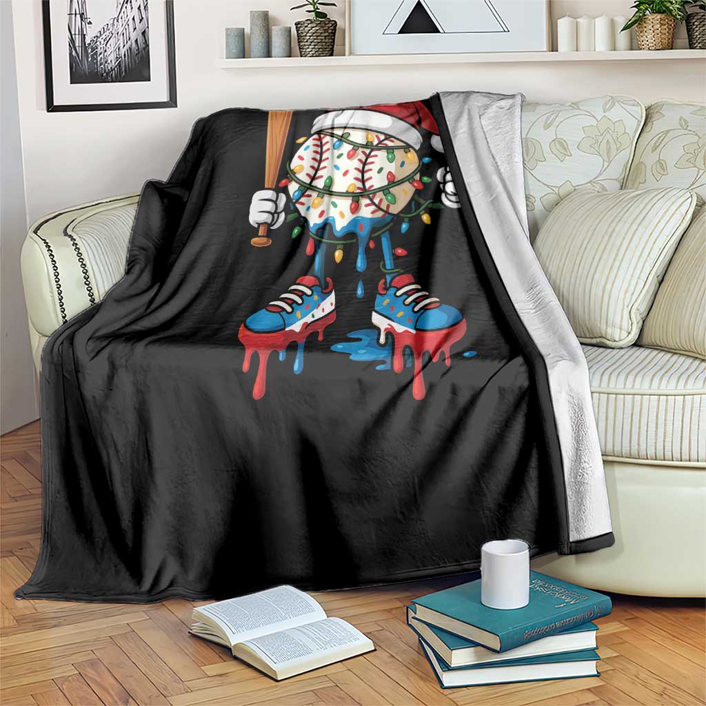 Christmas Baseball Ice Cream Drip Throw Blanket Santa Sports Xmas Baseball Player TS10 Print Your Wear