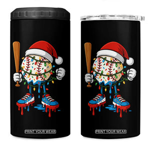 Christmas Baseball Ice Cream Drip 4 in 1 Can Cooler Tumbler Santa Sports Xmas Baseball Player TS10 One Size: 16 oz Black Print Your Wear