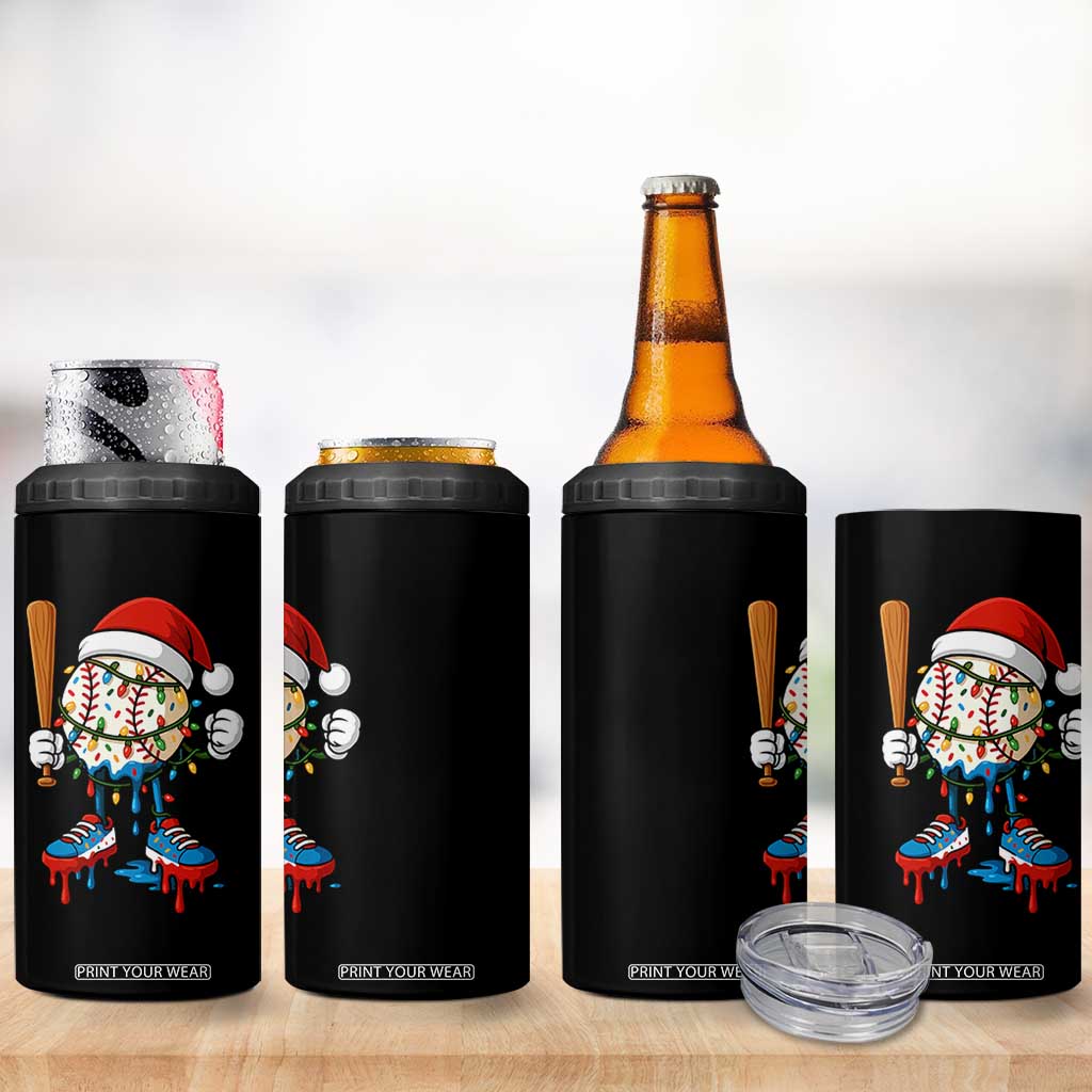 Christmas Baseball Ice Cream Drip 4 in 1 Can Cooler Tumbler Santa Sports Xmas Baseball Player TS10 Print Your Wear