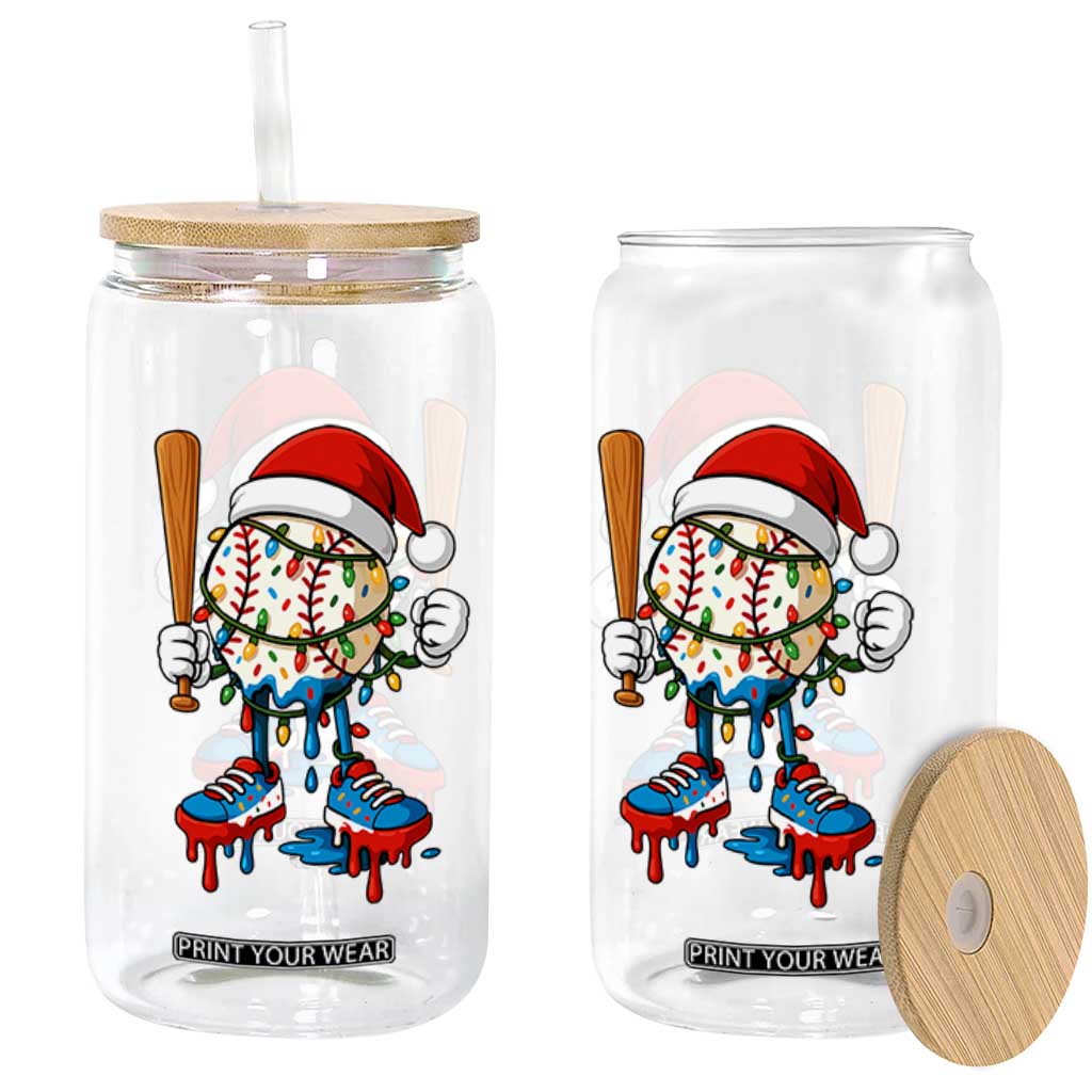 Christmas Baseball Ice Cream Drip Glass Can Santa Sports Xmas Baseball Player TS10 Print Your Wear