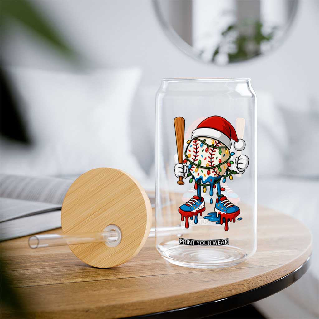 Christmas Baseball Ice Cream Drip Glass Can Santa Sports Xmas Baseball Player TS10 Print Your Wear