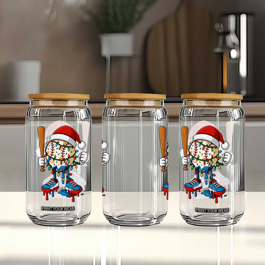 Christmas Baseball Ice Cream Drip Glass Can Santa Sports Xmas Baseball Player TS10 Print Your Wear