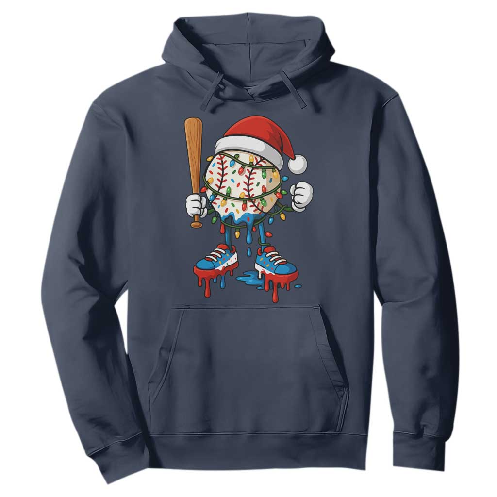 Christmas Baseball Ice Cream Drip Hoodie Santa Sports Xmas Baseball Player TS10 Navy Print Your Wear