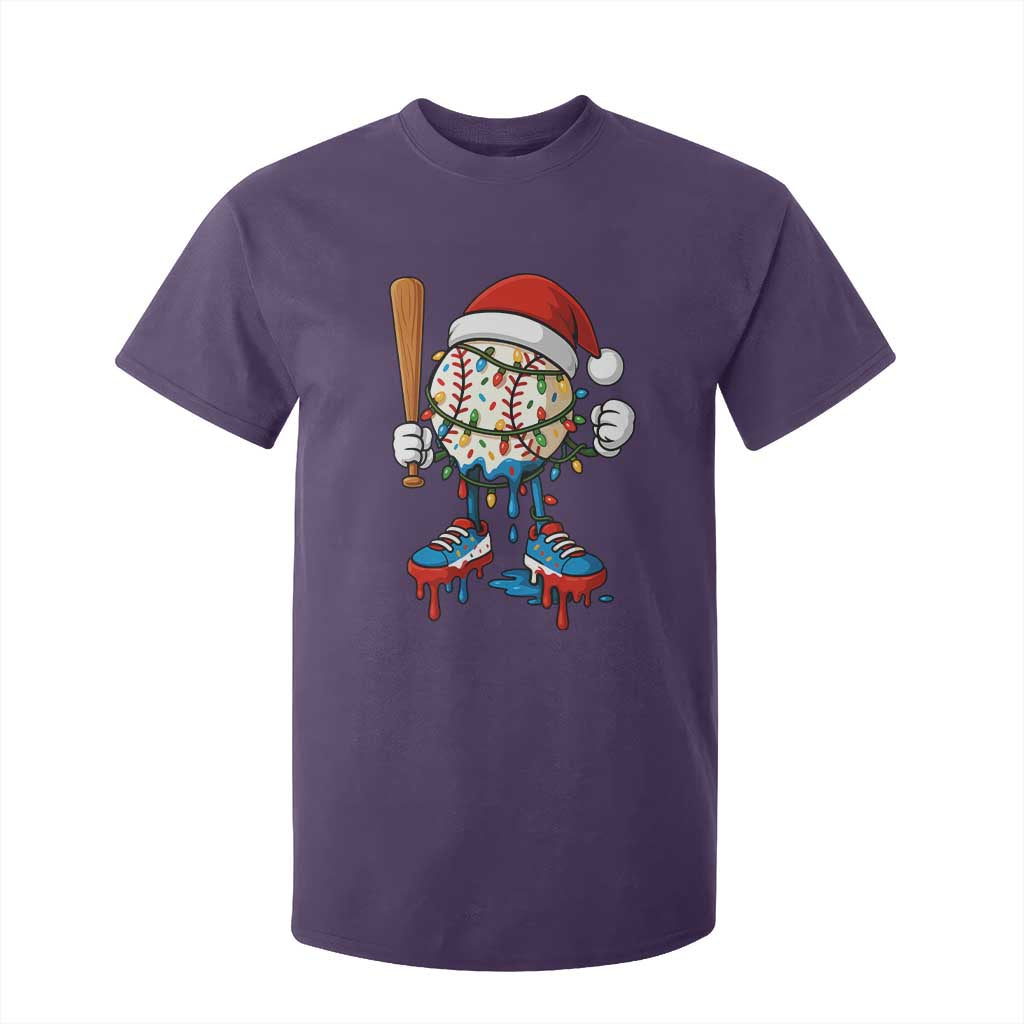 Christmas Baseball Ice Cream Drip T Shirt For Kid Santa Sports Xmas Baseball Player TS10 Purple Print Your Wear