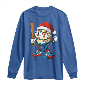 Christmas Baseball Ice Cream Drip Long Sleeve Shirt Santa Sports Xmas Baseball Player TS10 Royal Blue Print Your Wear