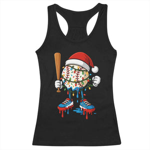 Christmas Baseball Ice Cream Drip Racerback Tank Top Santa Sports Xmas Baseball Player TS10 Black Print Your Wear