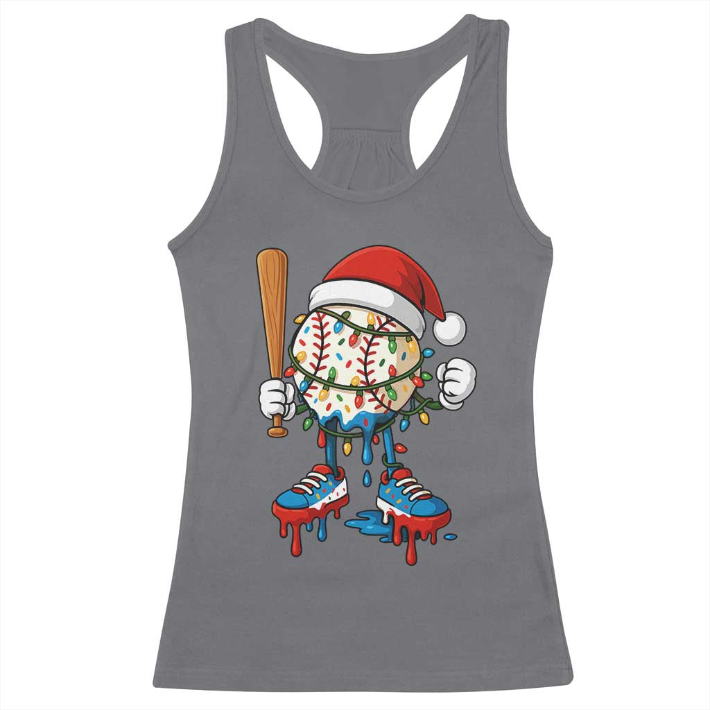 Christmas Baseball Ice Cream Drip Racerback Tank Top Santa Sports Xmas Baseball Player TS10 Charcoal Print Your Wear