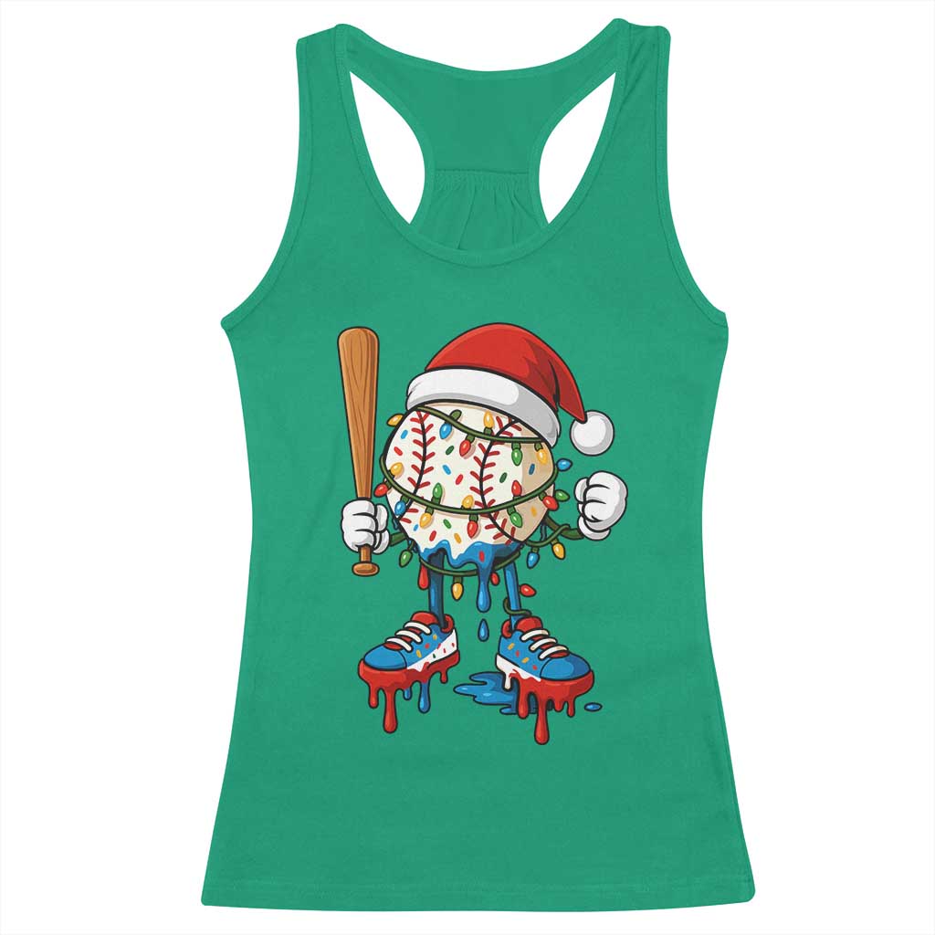 Christmas Baseball Ice Cream Drip Racerback Tank Top Santa Sports Xmas Baseball Player TS10 Irish Green Print Your Wear