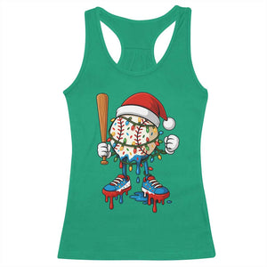 Christmas Baseball Ice Cream Drip Racerback Tank Top Santa Sports Xmas Baseball Player TS10 Irish Green Print Your Wear