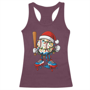 Christmas Baseball Ice Cream Drip Racerback Tank Top Santa Sports Xmas Baseball Player TS10 Maroon Print Your Wear