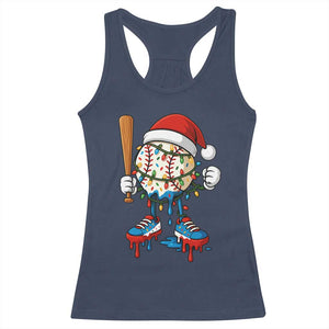 Christmas Baseball Ice Cream Drip Racerback Tank Top Santa Sports Xmas Baseball Player TS10 Navy Print Your Wear