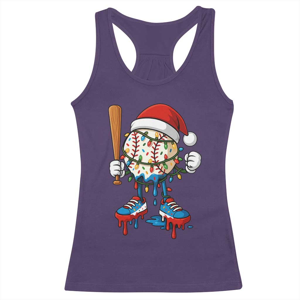 Christmas Baseball Ice Cream Drip Racerback Tank Top Santa Sports Xmas Baseball Player TS10 Purple Print Your Wear