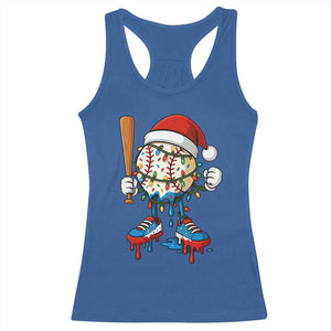 Christmas Baseball Ice Cream Drip Racerback Tank Top Santa Sports Xmas Baseball Player TS10 Royal Blue Print Your Wear