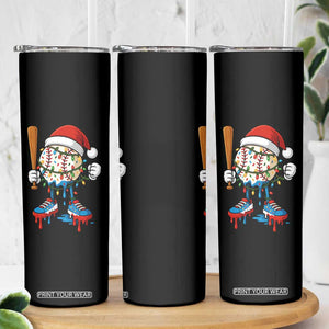 Christmas Baseball Ice Cream Drip Skinny Tumbler Santa Sports Xmas Baseball Player TS10 Print Your Wear