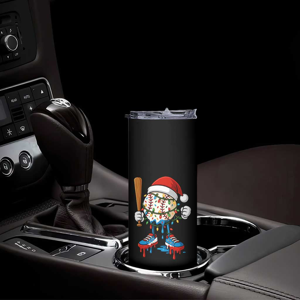 Christmas Baseball Ice Cream Drip Skinny Tumbler Santa Sports Xmas Baseball Player TS10 Print Your Wear