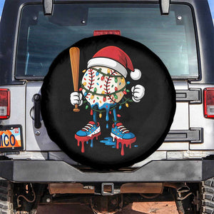 Christmas Baseball Ice Cream Drip Spare Tire Cover Santa Sports Xmas Baseball Player TS10 No hole Black Print Your Wear