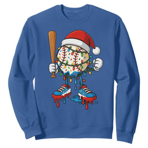 Christmas Baseball Ice Cream Drip Sweatshirt Santa Sports Xmas Baseball Player TS10 Royal Blue Print Your Wear