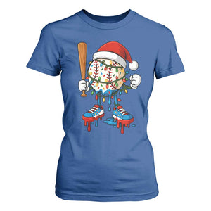 Christmas Baseball Ice Cream Drip T Shirt For Women Santa Sports Xmas Baseball Player TS10 Royal Blue Print Your Wear