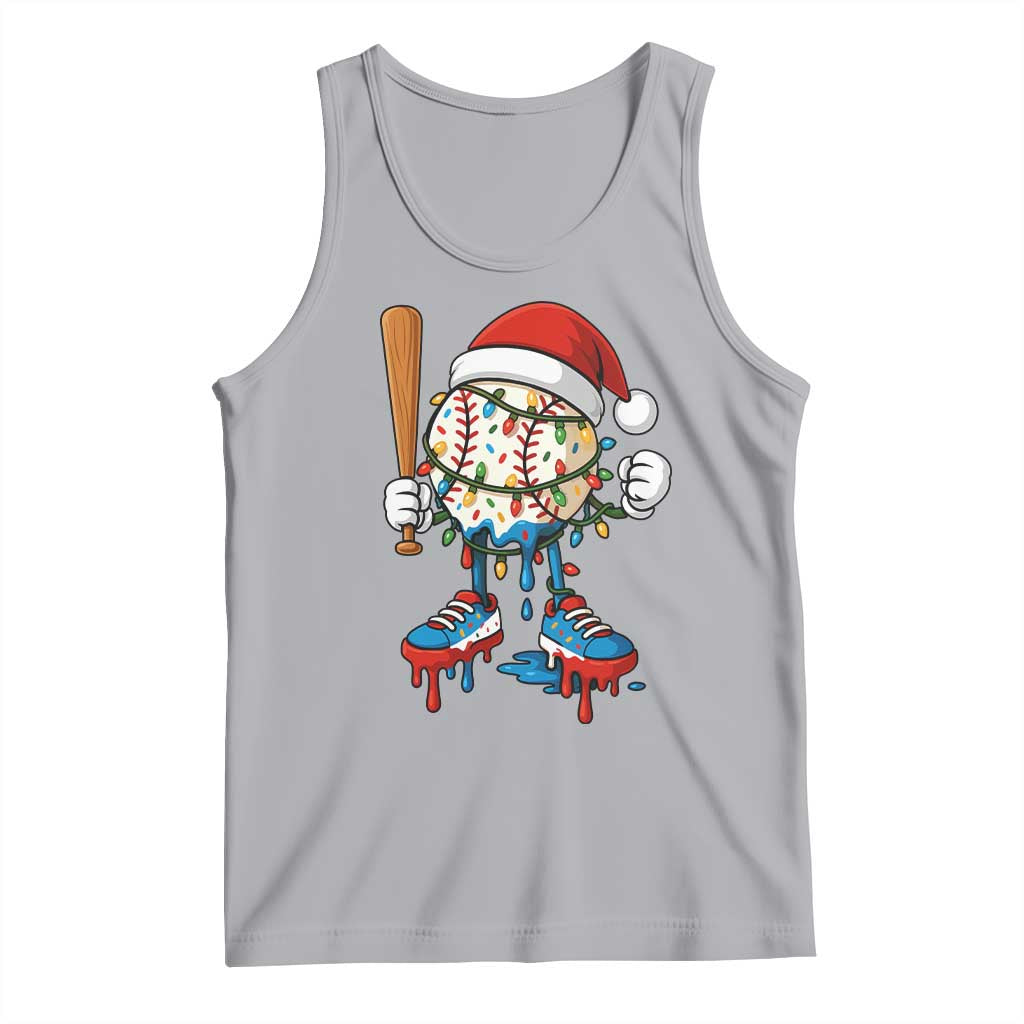 Christmas Baseball Ice Cream Drip Tank Top Santa Sports Xmas Baseball Player TS10 Athletic Heather Print Your Wear