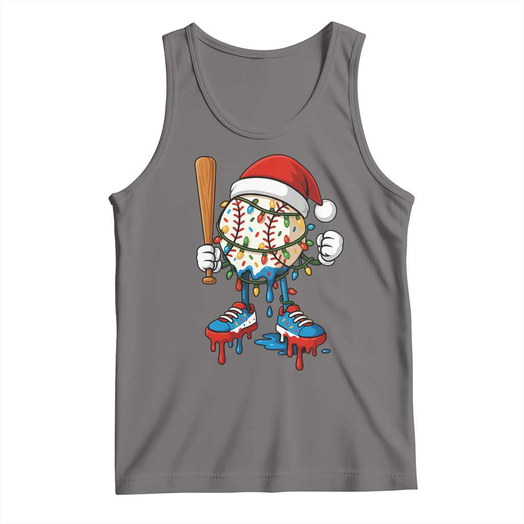 Christmas Baseball Ice Cream Drip Tank Top Santa Sports Xmas Baseball Player TS10 Deep Heather Print Your Wear