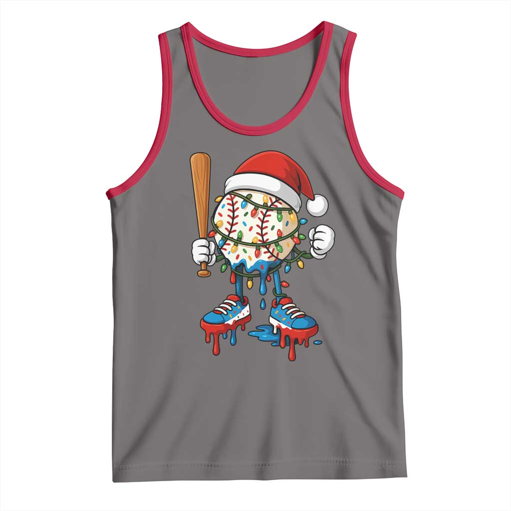 Christmas Baseball Ice Cream Drip Tank Top Santa Sports Xmas Baseball Player TS10 Deep Heather Red Print Your Wear