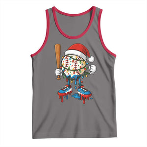Christmas Baseball Ice Cream Drip Tank Top Santa Sports Xmas Baseball Player TS10 Deep Heather Red Print Your Wear
