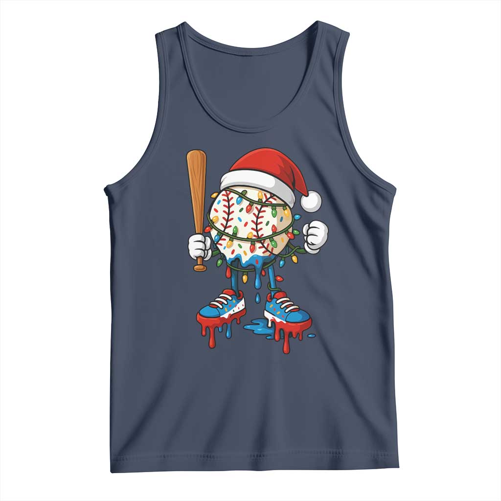 Christmas Baseball Ice Cream Drip Tank Top Santa Sports Xmas Baseball Player TS10 Navy Print Your Wear