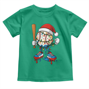 Christmas Baseball Ice Cream Drip Toddler T Shirt Santa Sports Xmas Baseball Player TS10 Irish Green Print Your Wear