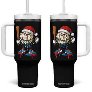 Christmas Baseball Ice Cream Drip Tumbler With Handle Santa Sports Xmas Baseball Player TS10 One Size: 40 oz Black Print Your Wear
