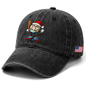 Christmas Baseball Ice Cream Drip Washed Cotton Baseball Cap Santa Sports Xmas Baseball Player TS10 Print Your Wear