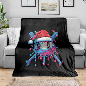 Christmas Baseball Ice Cream Drip Throw Blanket Santa Sports Xmas Light Boys Sprinkles Baseball Bat TS10 Print Your Wear
