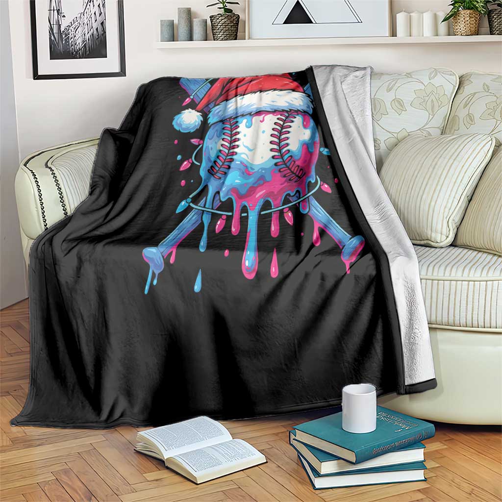 Christmas Baseball Ice Cream Drip Throw Blanket Santa Sports Xmas Light Boys Sprinkles Baseball Bat TS10 Print Your Wear