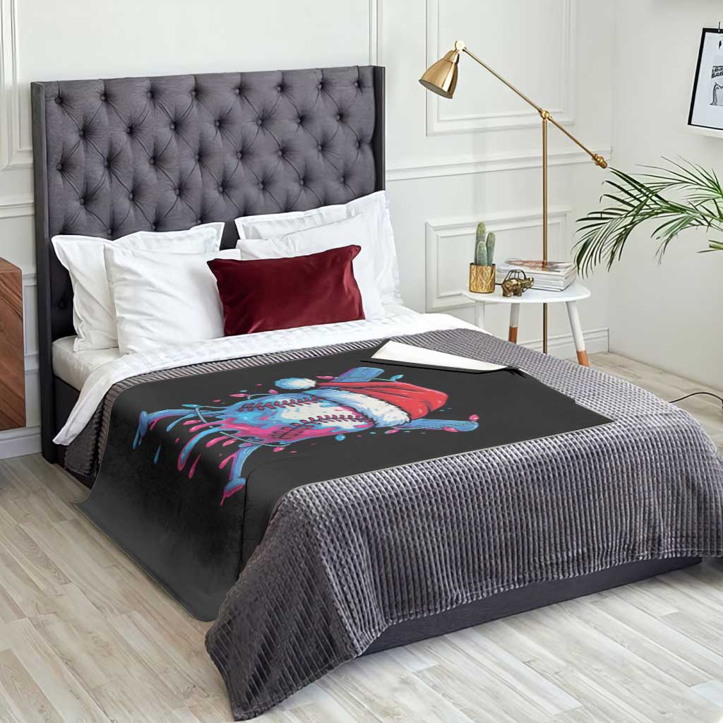 Christmas Baseball Ice Cream Drip Throw Blanket Santa Sports Xmas Light Boys Sprinkles Baseball Bat TS10 Print Your Wear