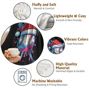 Christmas Baseball Ice Cream Drip Throw Blanket Santa Sports Xmas Light Boys Sprinkles Baseball Bat TS10 Print Your Wear