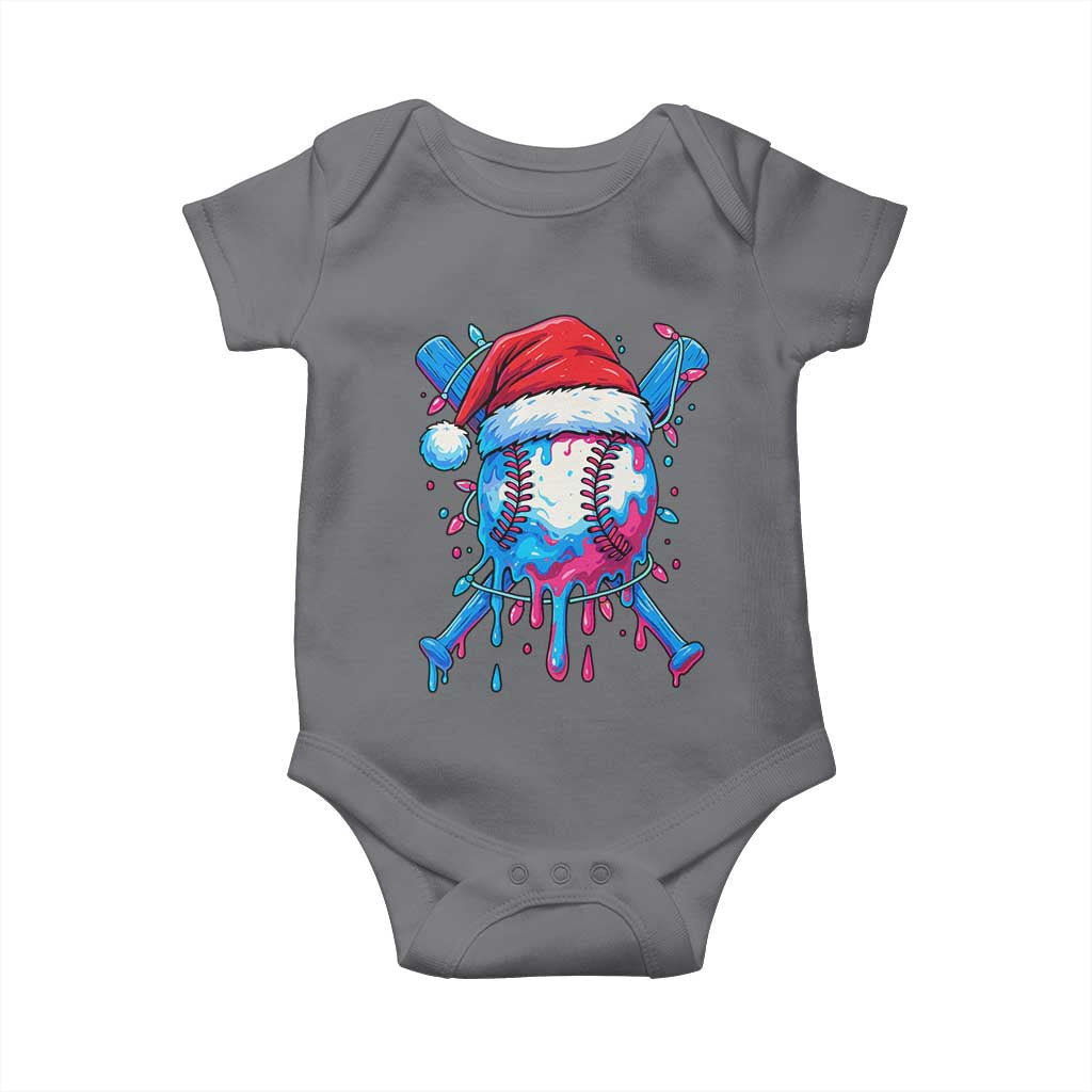Christmas Baseball Ice Cream Drip Baby Onesie Santa Sports Xmas Light Boys Sprinkles Baseball Bat TS10 Charcoal Print Your Wear
