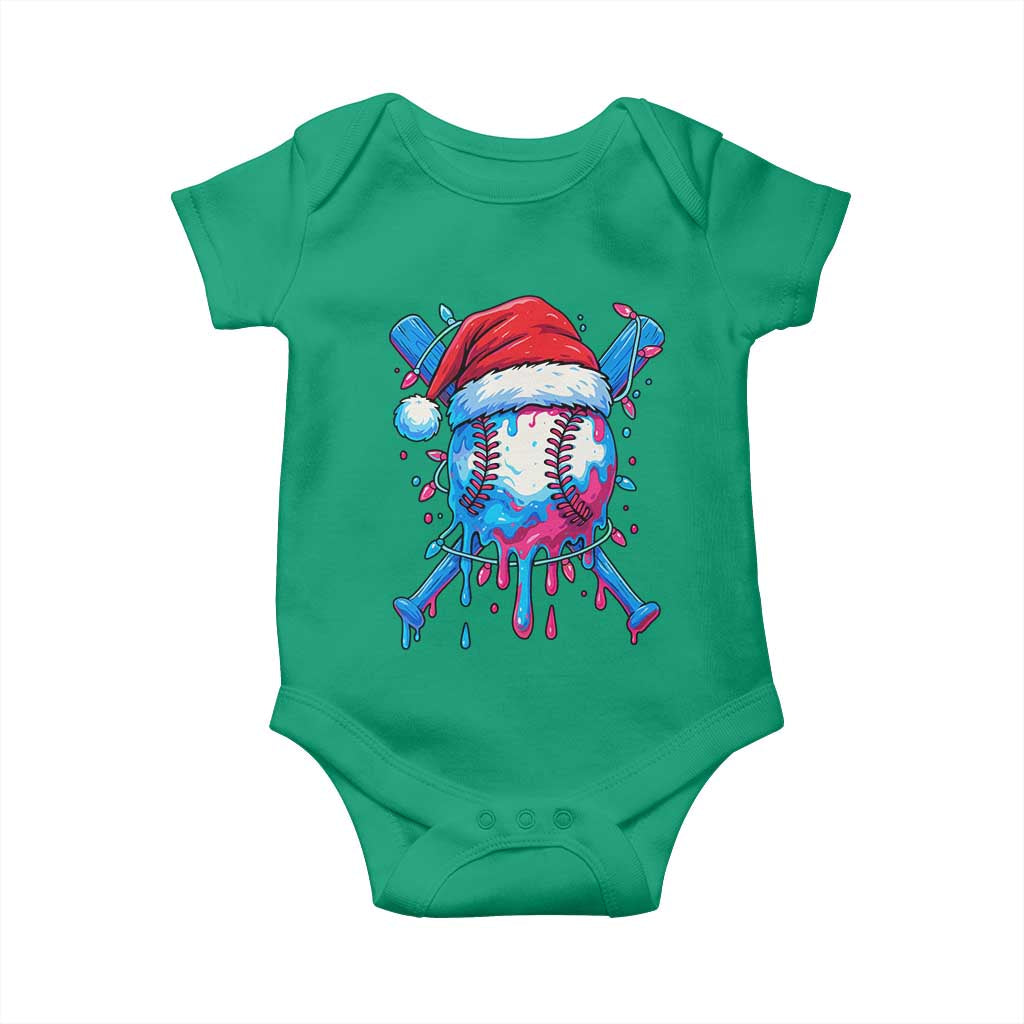 Christmas Baseball Ice Cream Drip Baby Onesie Santa Sports Xmas Light Boys Sprinkles Baseball Bat TS10 Irish Green Print Your Wear
